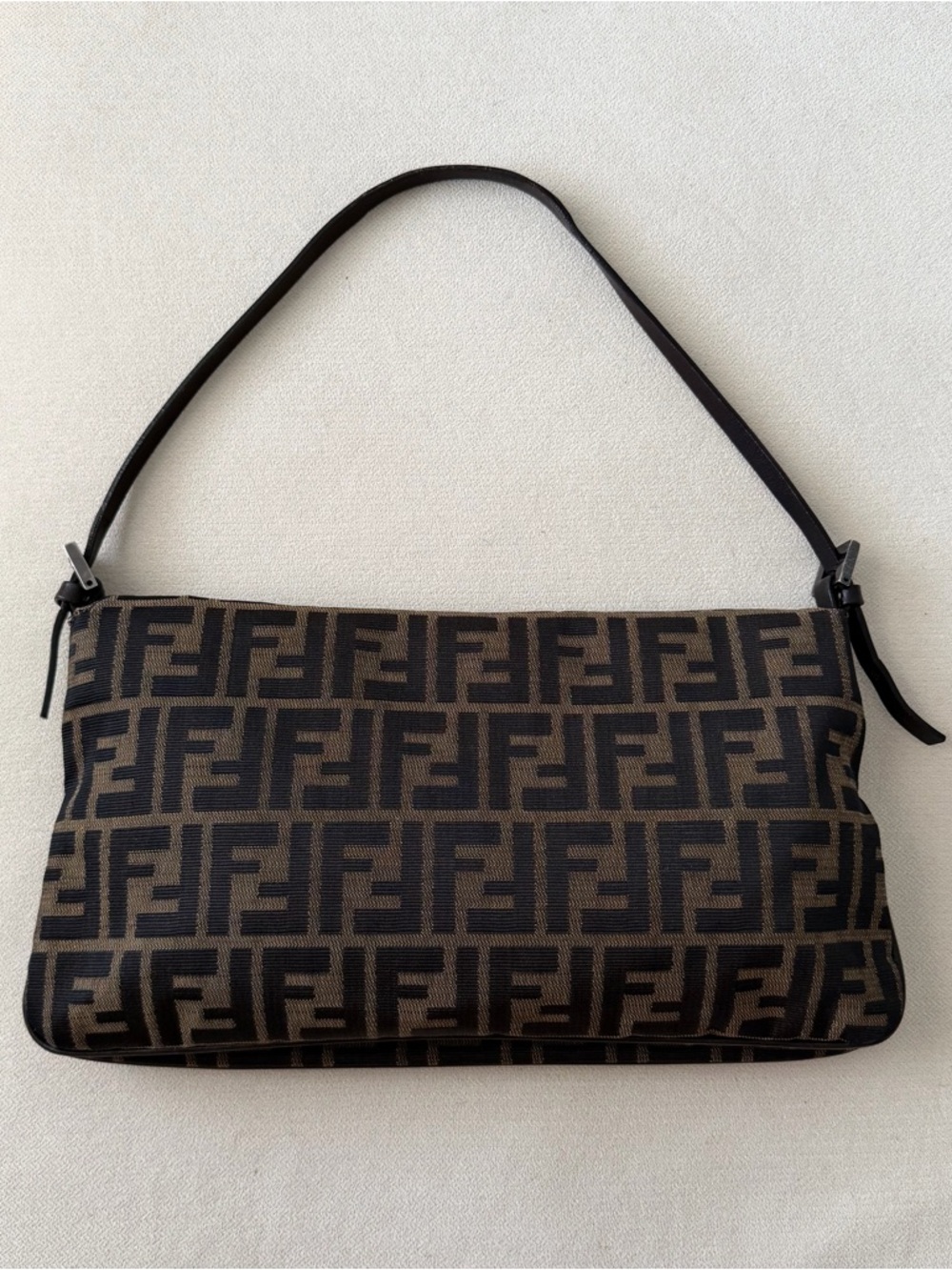 Fendi Brown Zucca Canvas Double Flap Shoulder Bag - Picture 4 of 9